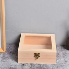 Load image into Gallery viewer, Wooden Hinged Square Storage Box – Desktop Organizer and Jewelry Container
