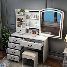 Load image into Gallery viewer, Modern Wooden Dressing Table for Bedroom with Mirror and Storage
