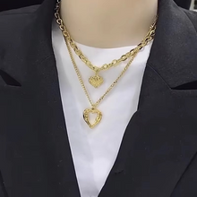 Load image into Gallery viewer, Chic Double-Layer Heart &amp; Cuban Link Chain Choker Necklace
