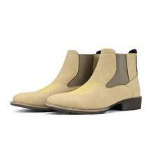 Load image into Gallery viewer, Retro PU Leather Chelsea Boots for Men with Embroidery – Classic Ankle Dress and Casual Street Style
