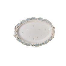 Load image into Gallery viewer, Vintage Blue Ceramic Deep Plate with Leaf Pattern for Pasta Desserts and Everyday Dining
