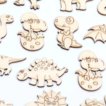 Load image into Gallery viewer, 20pcs Dinosaur Wooden Craft Slices for Scrapbooking, DIY Decor, and Crafts
