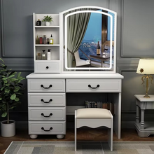 Load image into Gallery viewer, Modern Wooden Dressing Table for Bedroom with Mirror and Storage
