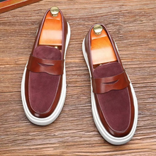 Load image into Gallery viewer, Korean Inspired Men's Casual Leather Sneakers With Thick Cushion Sole
