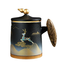 Load image into Gallery viewer, Ceramic Tea Filter Mug with Lid and Large Capacity for Home or Office
