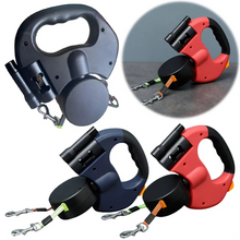 Load image into Gallery viewer, Retractable Dual Dog Leash with 360 Degree Swivel and LED Safety Light for Walking Two Dogs
