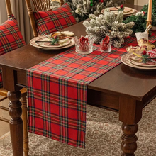 Load image into Gallery viewer, Christmas Plaid Table Runner Red and White Check Tablecloth for Holiday Dining and Home Décor
