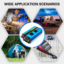 Load image into Gallery viewer, 4000W Pure Sine Wave Power Inverter 12V/24V DC to 110V/220V AC Converter for Car and Solar Systems
