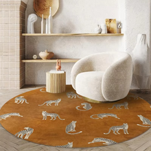 Load image into Gallery viewer, Plush Round Leopard Pattern Area Rug – Soft Thickened Floor Mat for Bedroom or Living Room
