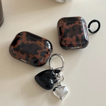 Load image into Gallery viewer, Retro Leopard Print Heart Keychain Case For AirPods
