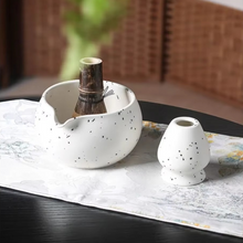 Load image into Gallery viewer, Ceramic Matcha Bowl with Pouring Spout and Whisk Holder Matcha Making Kit for Tea Lovers
