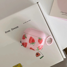 Load image into Gallery viewer, Cute Red Strawberry Protective Earphone Case with Pink Ring Cover
