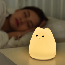 Load image into Gallery viewer, Charming Cat Silicone Night Light with 7-Color Touch Sensor
