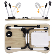 Load image into Gallery viewer, Portable Folding Laptop Table with USB Light, Fan, and Cup Holder - 15.75" x 23.62"
