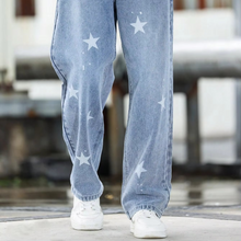 Load image into Gallery viewer, Men's Versatile Wide-Leg Blue Denim Pants
