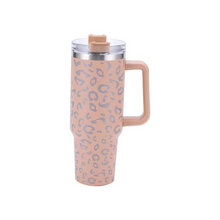 Load image into Gallery viewer, Leopard Print Insulated Tumbler with Handle and Straw 40oz Stainless Steel

