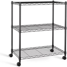 Load image into Gallery viewer, Heavy Duty 3-Shelf Steel Storage Rack with Locking Wheels, Adjustable Height, 750 lb Capacity
