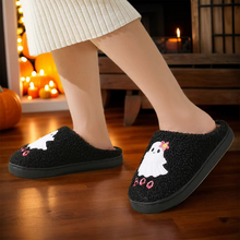 Load image into Gallery viewer, Cozy Halloween Ghost Plush Slippers – Soft Thermal Furry Indoor Slippers with Anti-Slip Sole for Adults
