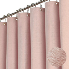 Load image into Gallery viewer, Luxury Linen Shower Curtain with Silver Hooks, Waterproof Thick Fabric Bath Curtain for Large Bathtubs
