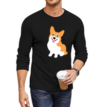 Load image into Gallery viewer, Corgi Smile Long Cotton Graphic T-Shirt for Men
