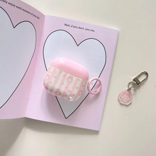Load image into Gallery viewer, Sweet Pink Stripe Flower Rabbit Earphone Case with Pendant for AirPods
