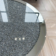 Load image into Gallery viewer, Modern Mirrored Coffee Table with Crystal Inlay, Silver Round Accent Table 31.5 Inch
