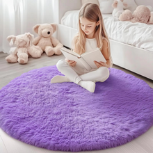 Load image into Gallery viewer, Round Shaggy Fluffy Area Rug for Bedroom or Living Room – Non-Slip, Machine Washable
