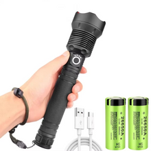 Load image into Gallery viewer, High-Power LED Tactical Flashlight, USB Rechargeable, Zoomable Beam, 5 Light Modes, Waterproof, Fits 26650 Battery
