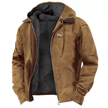 Load image into Gallery viewer, Fleece Lined Hooded Work Jacket with Adjustable Hood and Relaxed Fit for Winter
