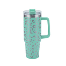Load image into Gallery viewer, Leopard Print Insulated Tumbler with Handle and Straw 40oz Stainless Steel
