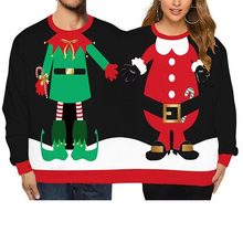 Load image into Gallery viewer, Double Ugly Christmas Couple Sweater Funny Siamese Twins 3D Printed Pullover for Couples
