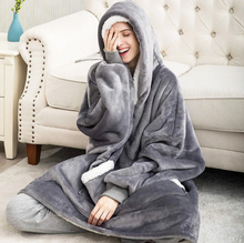 Load image into Gallery viewer, Ultra Soft Fleece and Wool Hooded Blanket for Cozy Home Comfort
