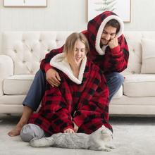 Load image into Gallery viewer, Ultra Soft Fleece and Wool Hooded Blanket for Cozy Home Comfort
