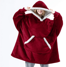 Load image into Gallery viewer, Ultra Soft Fleece and Wool Hooded Blanket for Cozy Home Comfort

