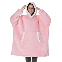 Load image into Gallery viewer, Ultra Soft Fleece and Wool Hooded Blanket for Cozy Home Comfort
