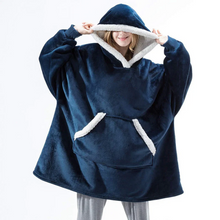 Load image into Gallery viewer, Ultra Soft Fleece and Wool Hooded Blanket for Cozy Home Comfort
