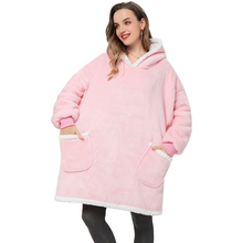Load image into Gallery viewer, Ultra Soft Fleece and Wool Hooded Blanket for Cozy Home Comfort
