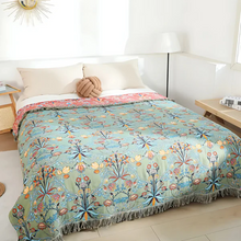 Load image into Gallery viewer, Wild Petal Cotton Reversible Throw Blanket

