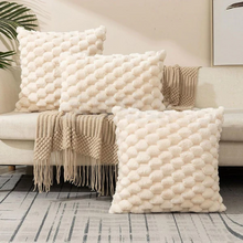 Load image into Gallery viewer, Plush Marshmallow Cushion Cover, 3D Textured Soft Pillowcase, Cream White
