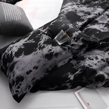 Load image into Gallery viewer, Luxe Black Marble Quilt Cover Set, 3 Piece Microfibre Bedding
