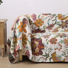 Load image into Gallery viewer, Charm Floral Blanket Throw, 100% Cotton Reversible Coverlet
