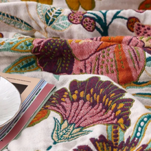 Load image into Gallery viewer, Charm Floral Blanket Throw, 100% Cotton Reversible Coverlet
