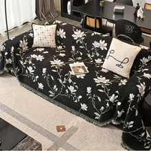 Load image into Gallery viewer, Vintage Floral Chenille Couch Cover with Tassel Detail
