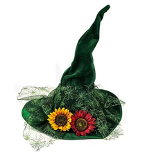 Load image into Gallery viewer, Twisted Brim Witch Hat for Adults with Decorative Trim
