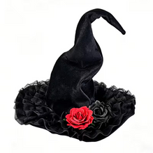 Load image into Gallery viewer, Twisted Brim Witch Hat for Adults with Decorative Trim
