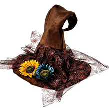 Load image into Gallery viewer, Twisted Brim Witch Hat for Adults with Decorative Trim
