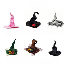 Load image into Gallery viewer, Twisted Brim Witch Hat for Adults with Decorative Trim
