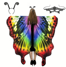 Load image into Gallery viewer, Printed Butterfly Wing Shawl and Matching Headband for Costumes

