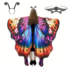 Load image into Gallery viewer, Printed Butterfly Wing Shawl and Matching Headband for Costumes
