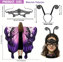 Load image into Gallery viewer, Printed Butterfly Wing Shawl and Matching Headband for Costumes
